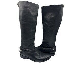 FRYE Melissa Back ZIP Black Leather Equestrian Riding Knee High Boots Size 7